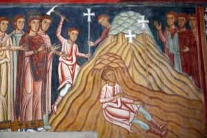 Императрица Елена находит животворящий крест. Капелла Сан-Сильвестро XIII века в римском монастырском комплексе Санти-Куаттро-Коронати